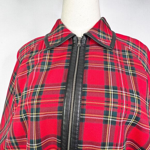 Trina Turk | Teodora Cape | Red Plaid Tartan | Sz P/S - Picture 11 of 12